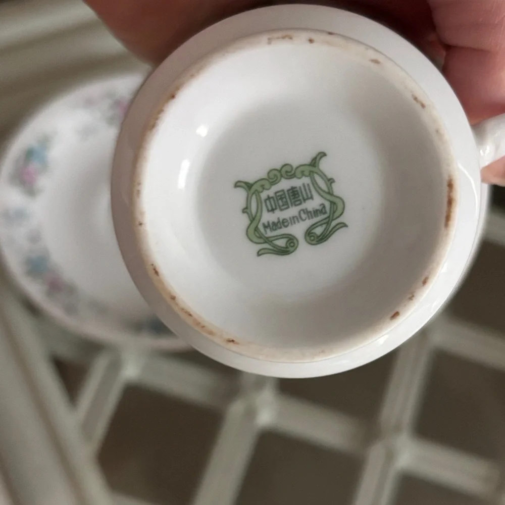 Vintage Tangshan Floral Teacup & Saucer Set